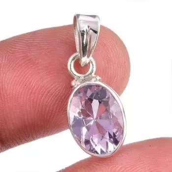 Natural Pink Amethyst Gemstone 925 Solid Sterling Silver Jewelry Pendant 1 k5W97