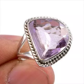Natural Pink Amethyst Gemstone 925 Solid Sterling Silver Jewelry Ring S.6.5 N3C13