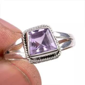Natural Pink Amethyst Gemstone 925 Solid Sterling Silver Jewelry Ring S.6.5 c1d25
