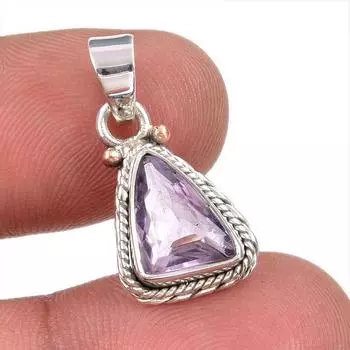 Natural Pink Amethyst Gemstone 925 Solid Sterling Silver Jewelry Pendant 1 p8u02