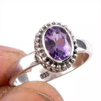 Natural Pink Amethyst Gemstone 925 Solid Sterling Silver Jewelry Ring S.5.5 U1o78