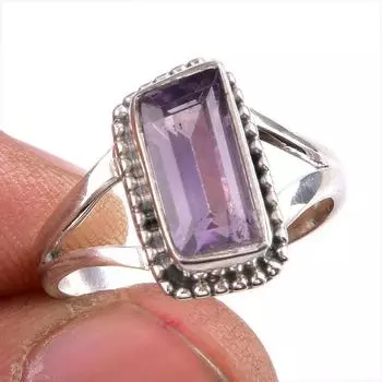 Natural Pink Amethyst Gemstone 925 Solid Sterling Silver Jewelry Ring S.7 Z2w33
