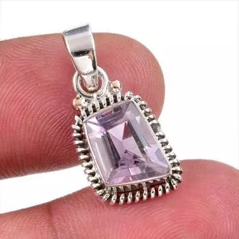 Natural Pink Amethyst Gemstone 925 Solid Sterling Silver Jewelry Pendant 1 a0Q79