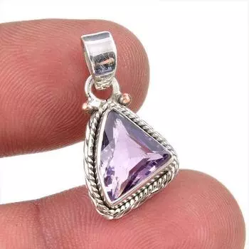 Natural Pink Amethyst Gemstone 925 Solid Sterling Silver Jewelry Pendant 1 Z3O45