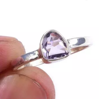 Natural Pink Amethyst Gemstone 925 Solid Sterling Silver Jewelry Ring S.8.5 B4H60