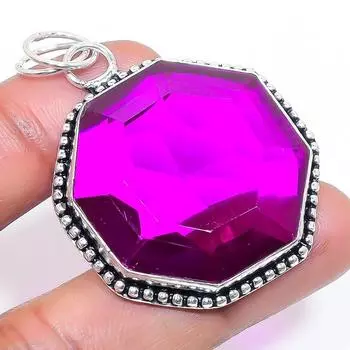 Natural Pink Amethyst Gemstone 925 Sterling Silver Jewelry Pendant 2.01 T4m39