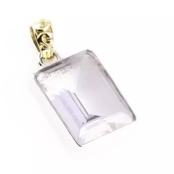 Natural Pink Amethyst Gemstone 925 Sterling Silver Two Tone Pendant 1.3 A1e85