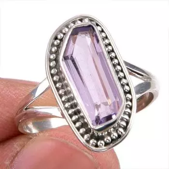 Natural Pink Amethyst Gemstone Handmade 925 Solid Silver Jewelry Ring S.9.5 I5L84