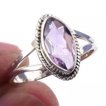 Natural Pink Amethyst Gemstone Handmade 925 Solid Sterling Silver Ring S.8 w2h00