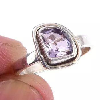Natural Pink Amethyst Gemstone Handmade 925 Solid Sterling Silver Ring S.6 P3o46