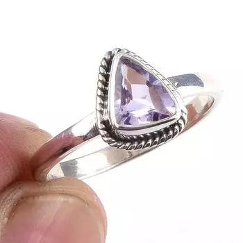 Natural Pink Amethyst Gemstone Handmade 925 Solid Sterling Silver Ring S.9 I6Q30