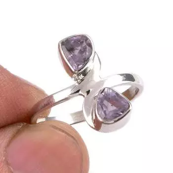 Natural Pink Amethyst Gemstone Handmade 925 Solid Silver Jewelry Ring S.5.5 D5o93