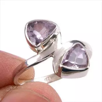 Natural Pink Amethyst Gemstone Handmade 925 Solid Silver Jewelry Ring S.7 Z1M30