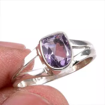 Natural Pink Amethyst Gemstone Handmade 925 Solid Silver Jewelry Ring S.5.5 T1M96
