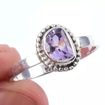 Natural Pink Amethyst Gemstone Handmade 925 Solid Sterling Silver Ring S.10 f3S60
