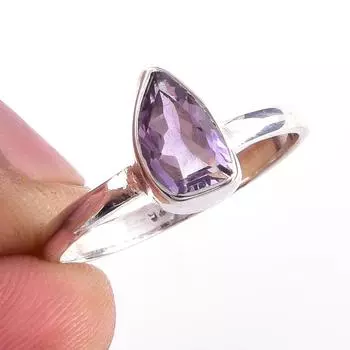 Natural Pink Amethyst Gemstone Handmade 925 Solid Sterling Silver Ring S.9 j8q76