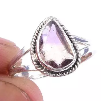Natural Pink Amethyst Gemstone Handmade 925 Solid Sterling Silver Ring S.7 r2o61