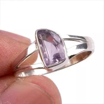 Natural Pink Amethyst Gemstone Handmade 925 Solid Silver Jewelry Ring S.7 S1I89