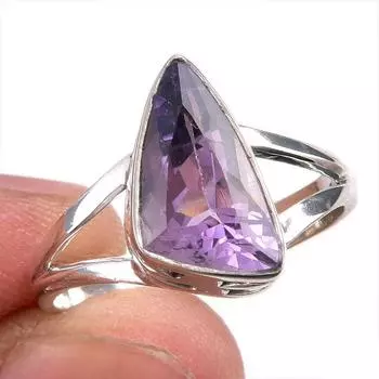 Natural Pink Amethyst Gemstone Handmade 925 Solid Silver Jewelry Ring S.8.5 Q3t84