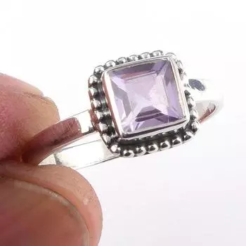 Natural Pink Amethyst Gemstone Handmade 925 Solid Sterling Silver Ring S.8 Y8j51