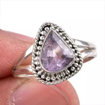 Natural Pink Amethyst Gemstone Handmade 925 Solid Silver Jewelry Ring S.6.5 E9b84