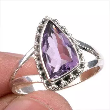 Natural Pink Amethyst Gemstone Handmade 925 Solid Silver Jewelry Ring S.9.5 O4c87
