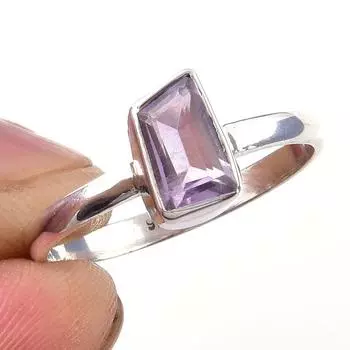 Natural Pink Amethyst Gemstone Handmade 925 Solid Sterling Silver Ring S.9 o1J60