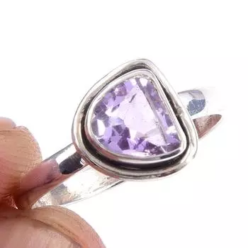 Natural Pink Amethyst Gemstone Handmade 925 Solid Sterling Silver Ring S.7 A1n61