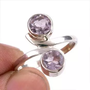 Natural Pink Amethyst Gemstone Handmade 925 Solid Silver Jewelry Ring S.6.5 S0T48