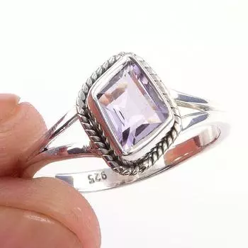 Natural Pink Amethyst Gemstone Handmade 925 Solid Sterling Silver Ring S.9 z6N41