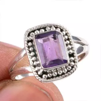 Natural Pink Amethyst Gemstone Handmade 925 Solid Silver Jewelry Ring S.6 i4Z48