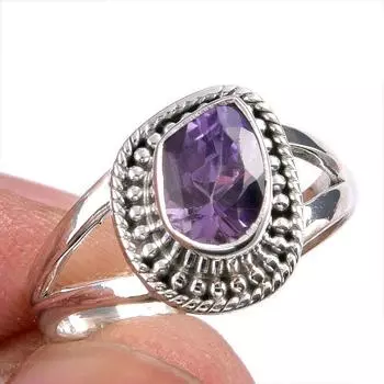 Natural Pink Amethyst Gemstone Handmade 925 Solid Silver Jewelry Ring S.6.5 a4v52