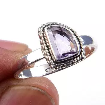Natural Pink Amethyst Gemstone Handmade 925 Solid Sterling Silver Ring S.7 S5k20