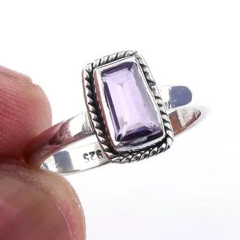 Natural Pink Amethyst Gemstone Handmade 925 Solid Sterling Silver Ring S.6 o1M81