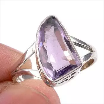 Natural Pink Amethyst Gemstone Handmade 925 Solid Silver Jewelry Ring S.7.5 N3i69