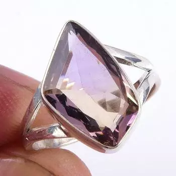 Natural Pink Amethyst Gemstone Handmade 925 Solid Sterling Silver Ring S.8 B6Y15