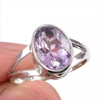 Natural Pink Amethyst Gemstone Handmade 925 Solid Silver Jewelry Ring S.7 g3F22