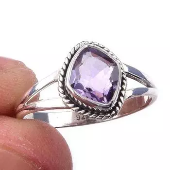 Natural Pink Amethyst Gemstone Handmade 925 Solid Sterling Silver Ring S.9 u3C39