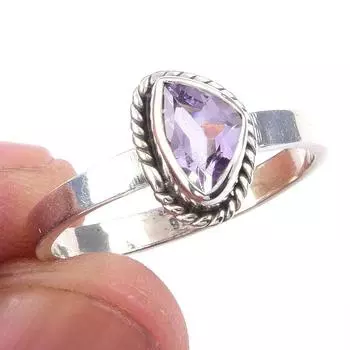 Natural Pink Amethyst Gemstone Handmade 925 Solid Sterling Silver Ring S.8 A2C17