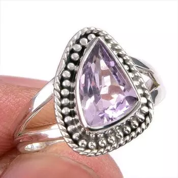 Natural Pink Amethyst Gemstone Handmade 925 Solid Silver Jewelry Ring S.6.5 U4K81