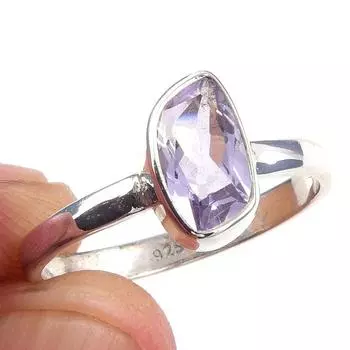 Natural Pink Amethyst Gemstone Handmade 925 Solid Sterling Silver Ring S.8 W5K64