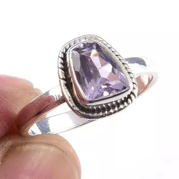Natural Pink Amethyst Gemstone Handmade 925 Solid Sterling Silver Ring S.6 N8J37