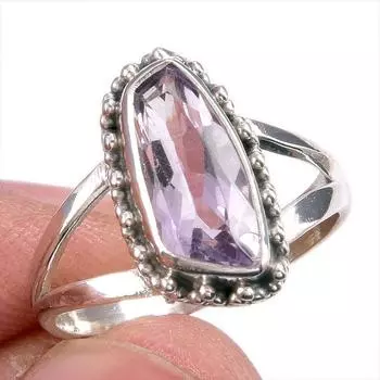 Natural Pink Amethyst Gemstone Handmade 925 Solid Silver Jewelry Ring S.6.5 T4B31