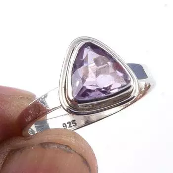 Natural Pink Amethyst Gemstone Handmade 925 Solid Sterling Silver Ring S.7 l6t30