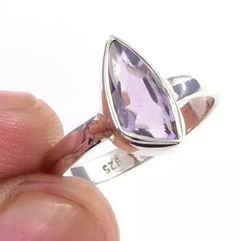 Natural Pink Amethyst Gemstone Handmade 925 Solid Sterling Silver Ring S.6 C6h06