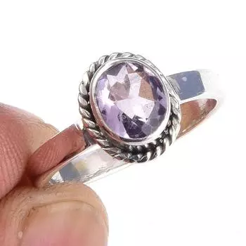Natural Pink Amethyst Gemstone Handmade 925 Solid Sterling Silver Ring S.6 g2v72
