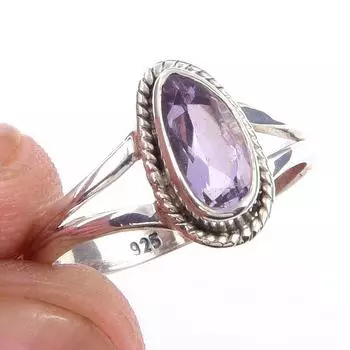 Natural Pink Amethyst Gemstone Handmade 925 Solid Sterling Silver Ring S.6 i1G29