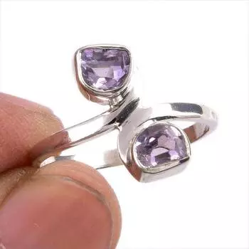 Natural Pink Amethyst Gemstone Handmade 925 Solid Silver Jewelry Ring S.7.5 y9u96