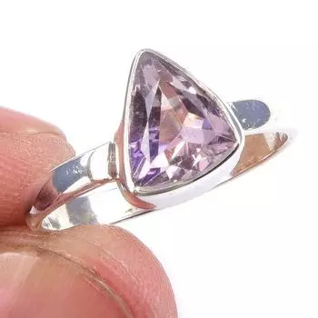 Natural Pink Amethyst Gemstone Handmade 925 Solid Sterling Silver Ring S.8 i1s61