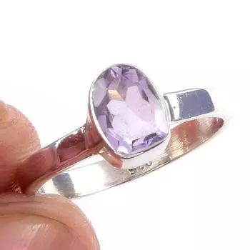 Natural Pink Amethyst Gemstone Handmade 925 Solid Sterling Silver Ring S.6 C9v41